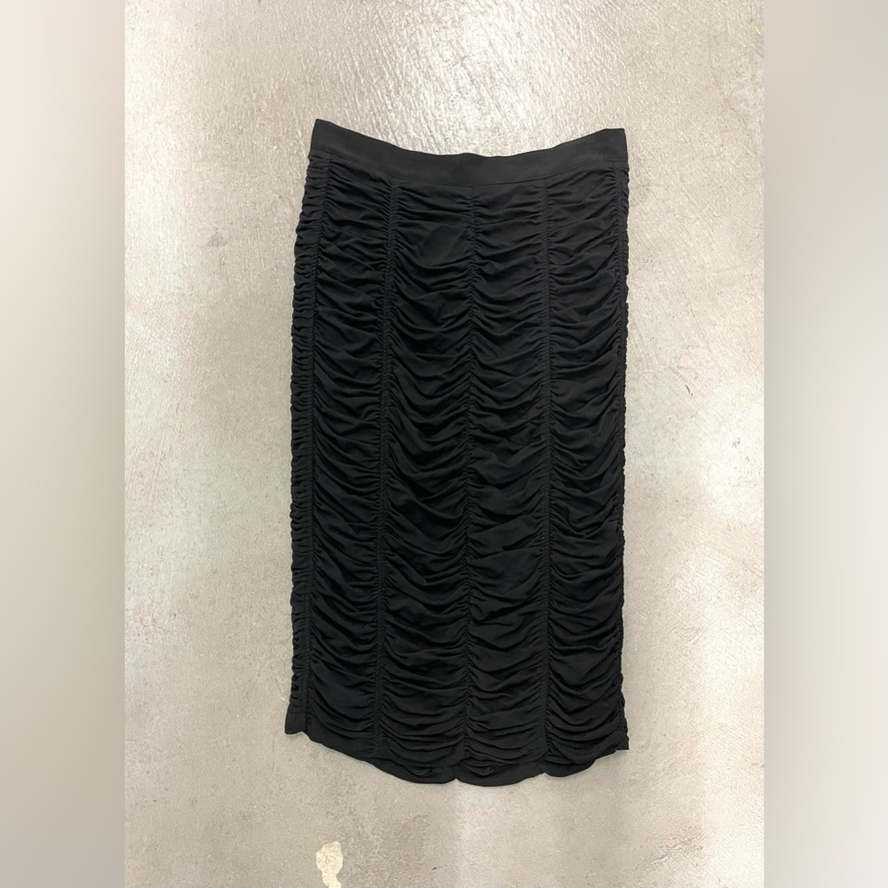 Burberry Black Ruched Form‎ Fitting Stretchy Pencil Skirt high waist office sz 2 - Picture 6 of 11